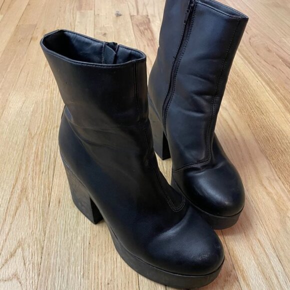 ASOS Chunky Leather Y2K Style Ankle Boots - Size 7 - Good Condition - Picture 3 of 3